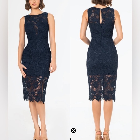 Dress the Population Dresses & Skirts - NWOT Dress the population Avianna Rose Lace sleeveless navy Dress sz S